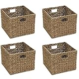 12.7" Foldable Seagrass Storage Basket with Iron