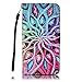Firefish Galaxy S6 Case, [Kickstand] [Card/Cash Slots] Durable Leather Full Body Protection Wallet Case with Magnetic Closure Wrist Strap for Samsung Galaxy S6-Spread Flower