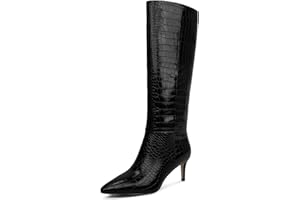 wetkiss Knee High Boots for Women, with Kitten Heel and Pointed Toe Design, Classic and Sexy