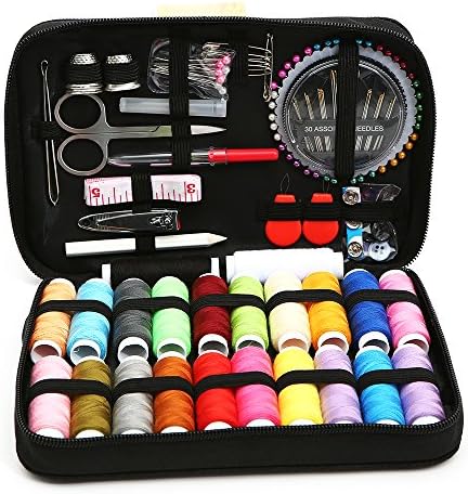 Sewing Kit Over 120 Premium Sewing Supplies,Spools of Thread Different Colors, portable Sewing Kit With Scissors, Needles, Nail Clipper and Much More
