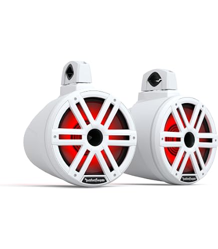 Wet Sounds REV 10 Turm-Lautsprecher – 10 Zoll, Weiß, Mit Silbernen Klemmen Für Rohre 4,8–7,6 Cm