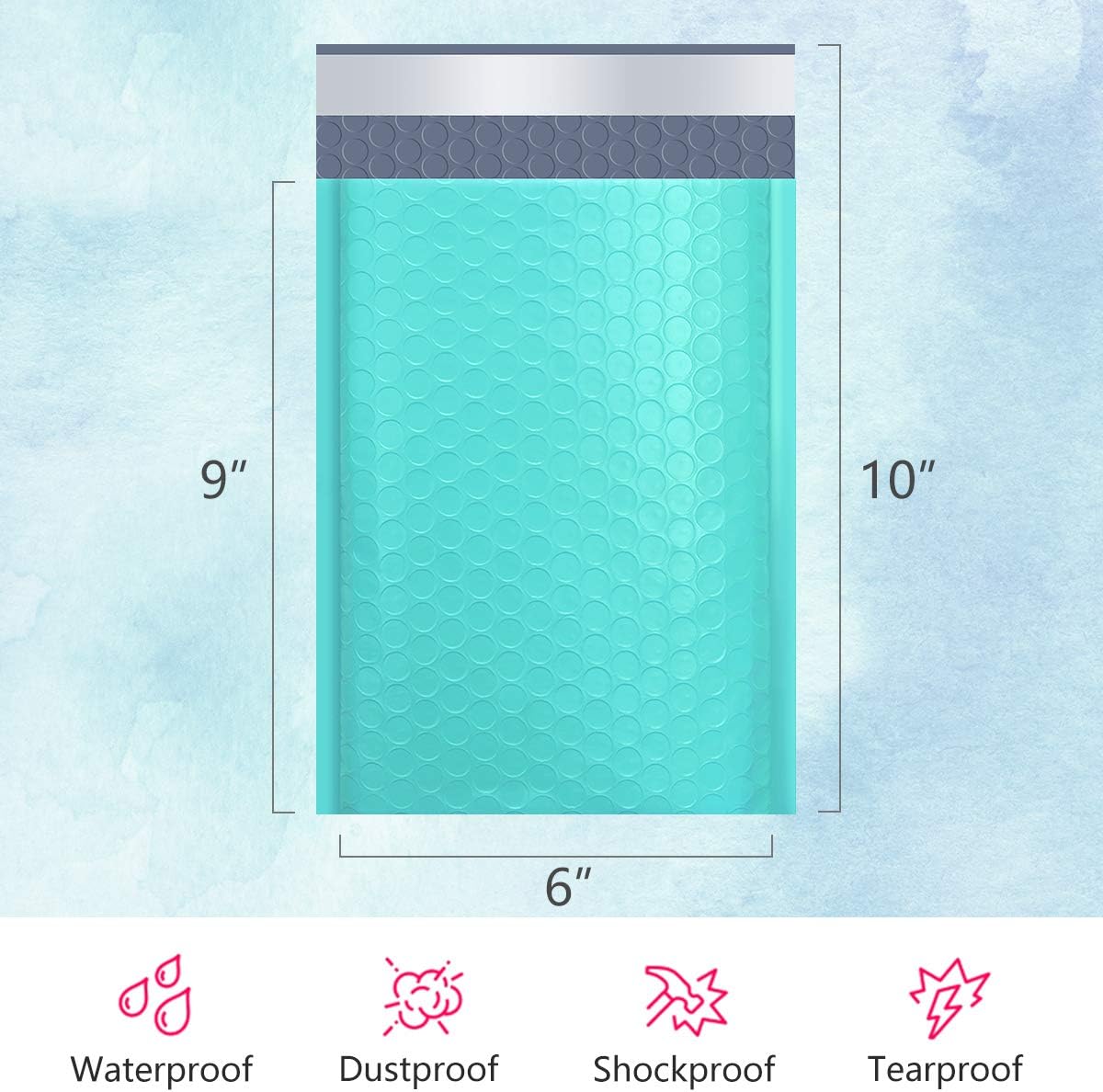 UCGOU 6x10 Inch Teal Poly Bubble Mailers Padded Envelopes Self Seal Envelopes Bags Pack of 25 (Inside Size: 6x9") : Office Products
