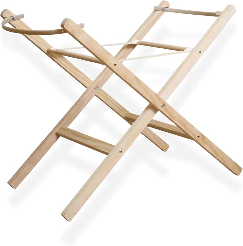 Clair de Lune Moses Basket Folding Stand - Adjustable & Sturdy Pine