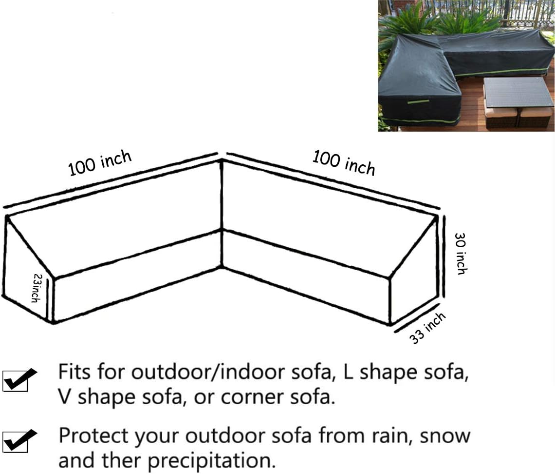NA Patio sectional Sofa Cover V-Shape Waterproof Outdoor sectional Furniture Cover L-Shape for Garden Couch Lounge Set (V-Shape) : Garden & Outdoor