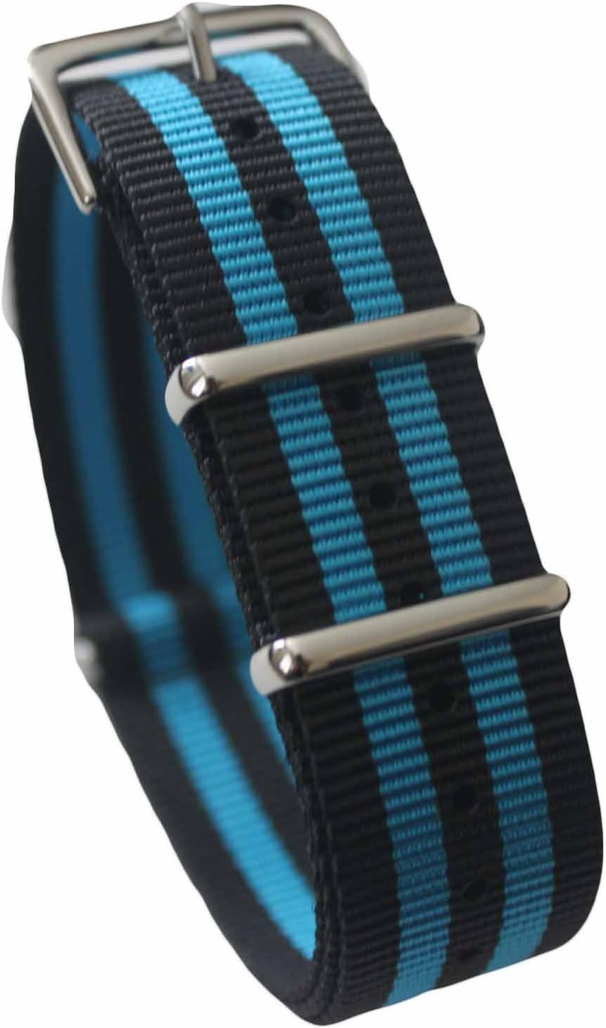 AquaNation - Watch Bands Straps - Choice of Color 20mm Premium Heavy Duty Durable Ballistic NATO Nylon James Bonds Style Replacement Watch Bands Straps