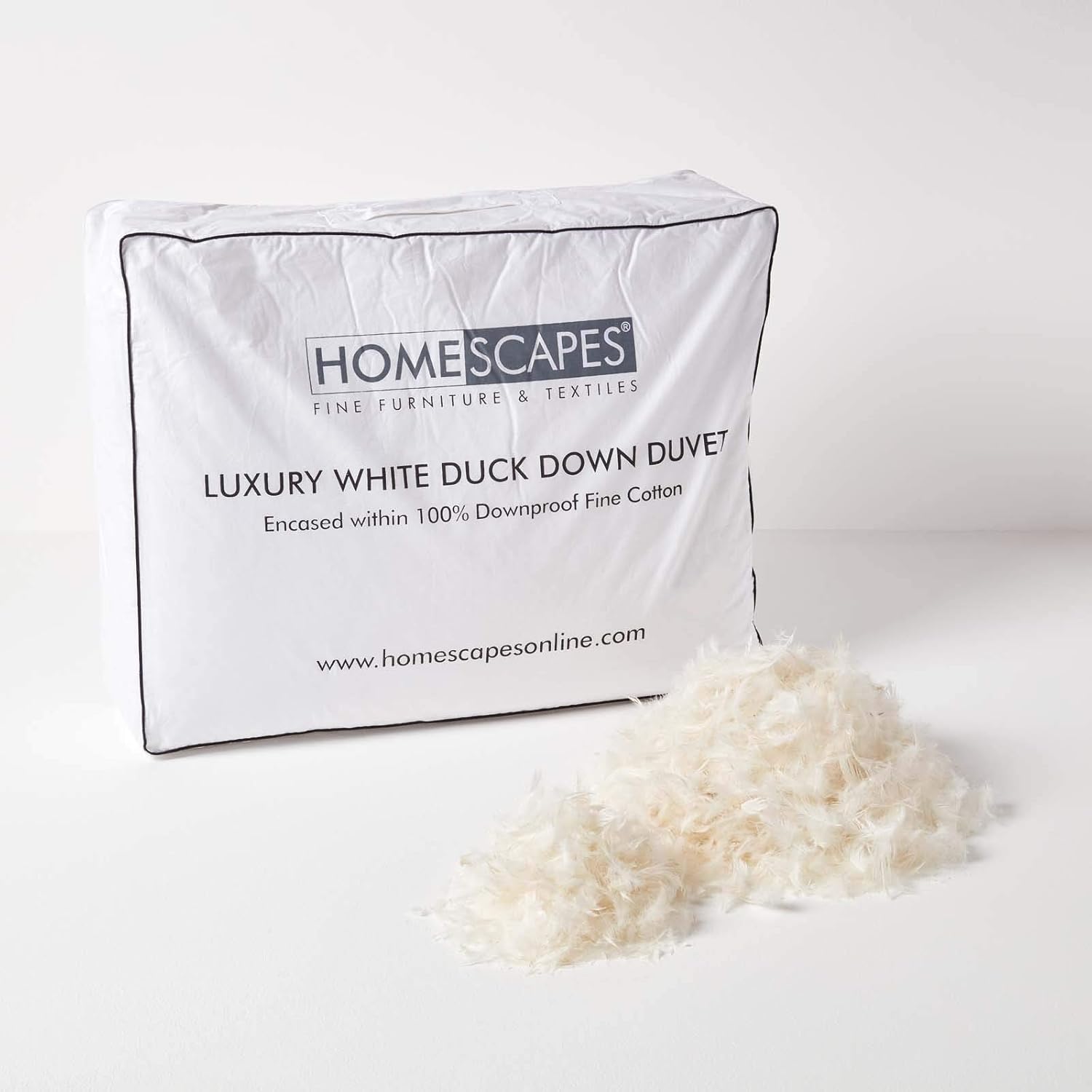 HOMESCAPES King Size 9 Tog Duvet, White Duck Down Duvet, 100 Cotton