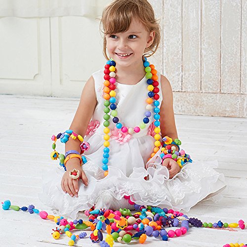 Pop Beads Set - Girl Toy DIY Jewelry Making Kit for Necklace, Earrings, Bracelets and Anklets Gift for Girls Kids (85 Pieces)