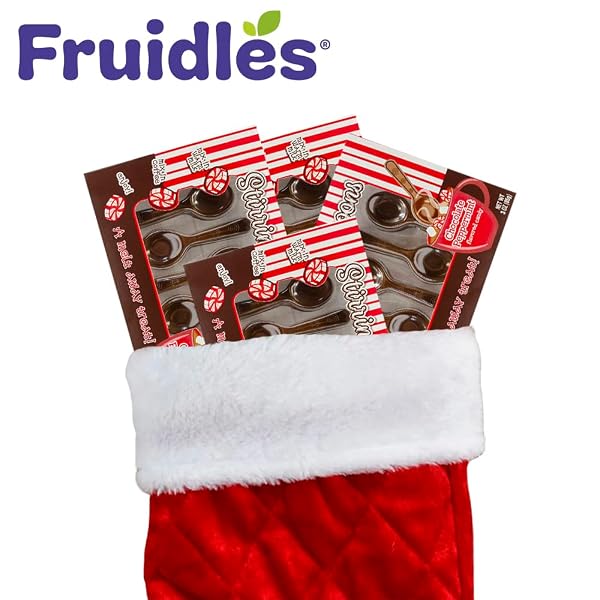 FRUIDLES CHOCOLATE PEPPERMINT FLAVORED STIRRING SPOONS, CANDY HOT STIRRING EDIBLE SPOONS, GOURMET MILK COCOA EDIBLE SPOON STIRRERS, 3 OZ (5 SPOONS PER BOX) (12-PACK)