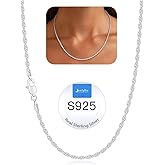 Jewlpire 1.5mm Rope Chain 925 Sterling Silver Chain Necklace for Women, 14K Gold Plated Chains for Women Dainty & Sturdy Women's Chains Necklace 16 18 20 22 24 26 Inch