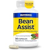 Enzymedica BeanAssist, Helps Reduce Gas &amp; Bloating, Vegan - 30 Capsules | Digestive Enzyme Supplement for Women &amp; Men, Alpha Galactosidase Enzyme for Digestion &amp; Gut Health Support, Fast-Acting
