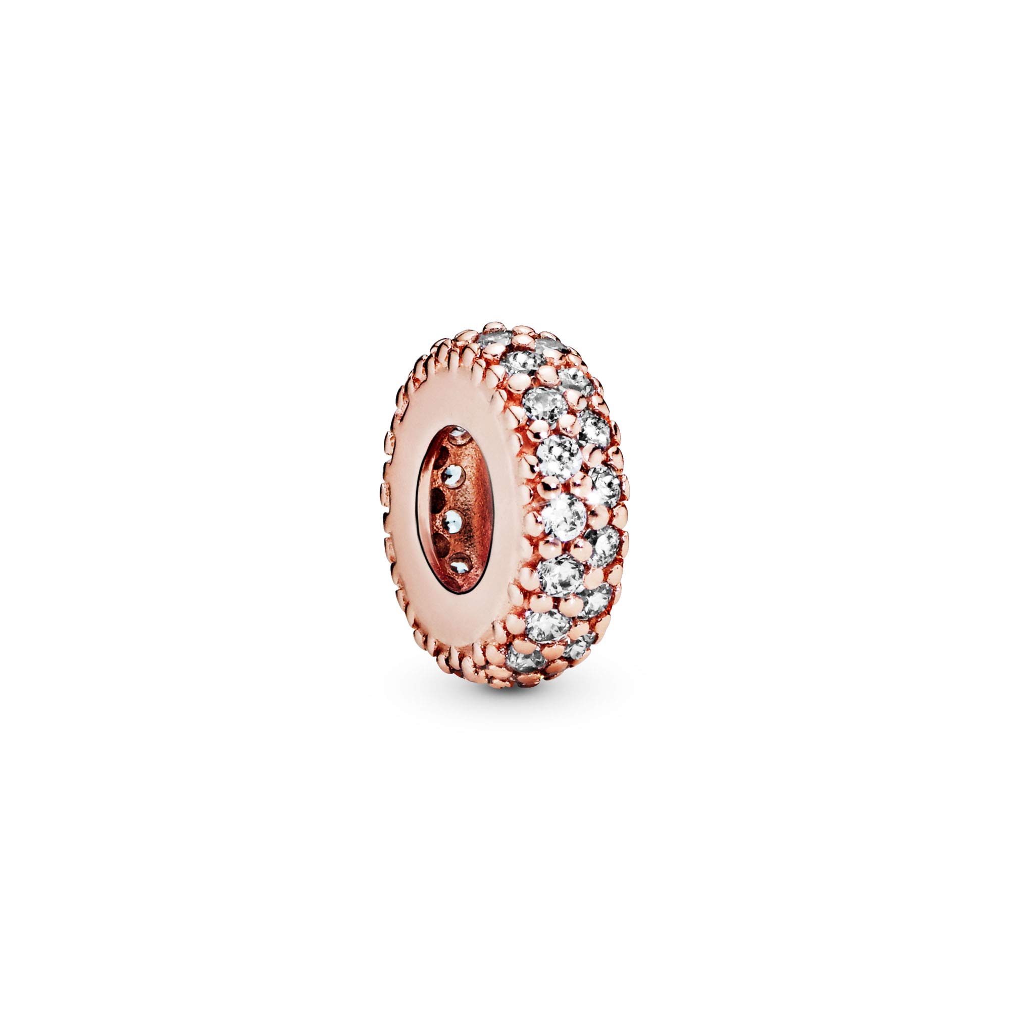 Pandora Timeless Abstract 14k rose gold-plated pave spacer with clear cubic zirconia