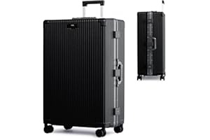 Nobl Travel Zipperless Check In Suitcase - Aluminum Frame, Check In luggage 30.25x20x12 Airline Approved by Noble Travel - Unbreakable Polycarbonate Shell - Dual TSA Locks, 360° Spinner Wheels - Black