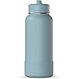 Hydrapeak 32oz Sport Insulated Water Bottle with Straw or Chug Lid, Leak & Spill Proof, Keeps Drinks Cold for 24 Hours, Hot for 12 Hours, Premium Stainless Steel Water Bottles (32oz, Agave Blue)