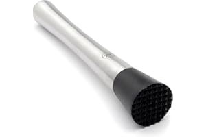 Outset Professional Cocktail Muddler, Stainless Steel with Silicone Tip, 8"