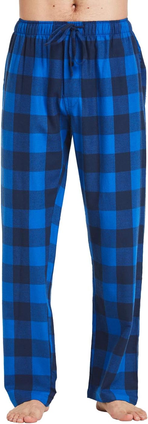 SENDI Men's 100% Cotton Woven Flannel Pajamas Pants, Classical Sleepwear