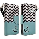 Samsung Galaxy Stardust S766c Case, Samsung Galaxy Ace Style S765c Case, Magnetic Leather Folio Flip Wallet Pouch Case Cover With Fold Up Kickstand and Detachable Wrist Strap (Teal Anchor Wallet)