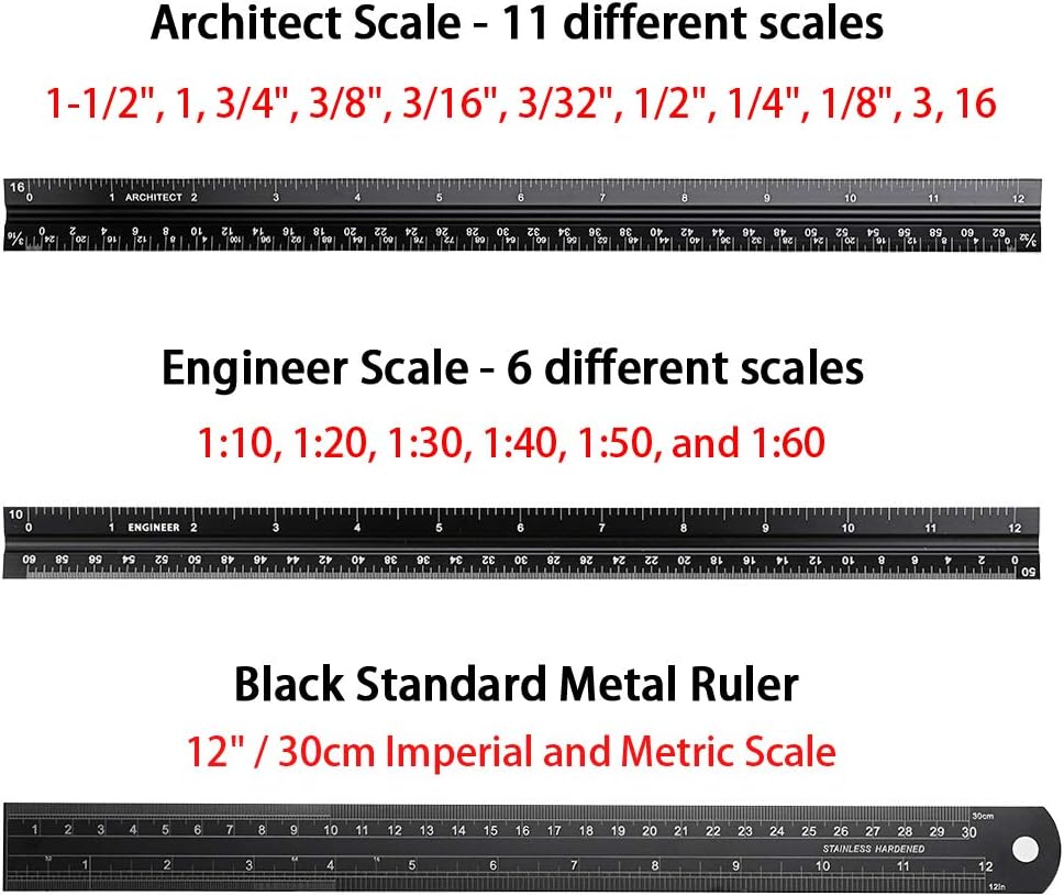 architectural and engineer scale ruler set ownmy 3 pack 12