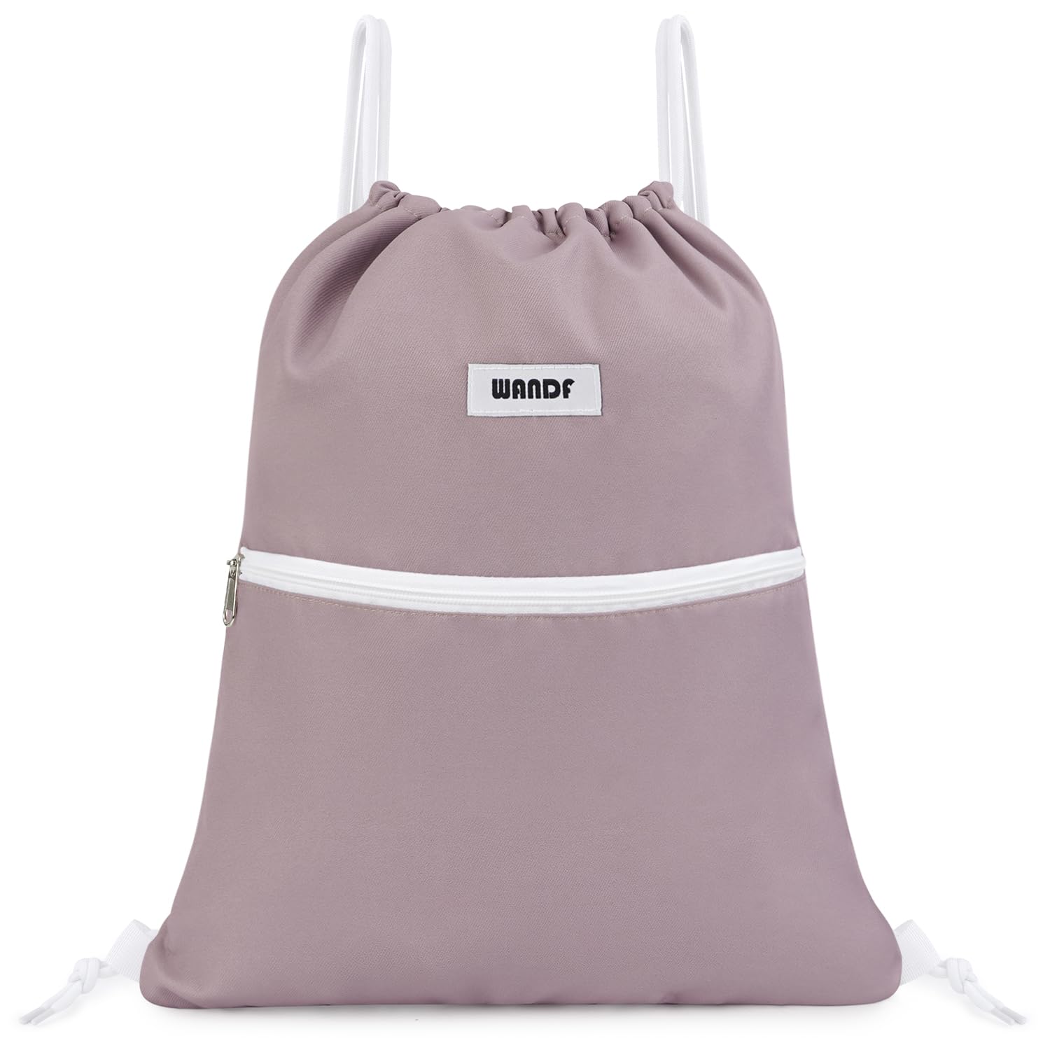 WANDF Drawstring Backpack String Bag Sackpack Cinch Water Resistant Nylon for Gym Shopping Sport Yoga (Pink)