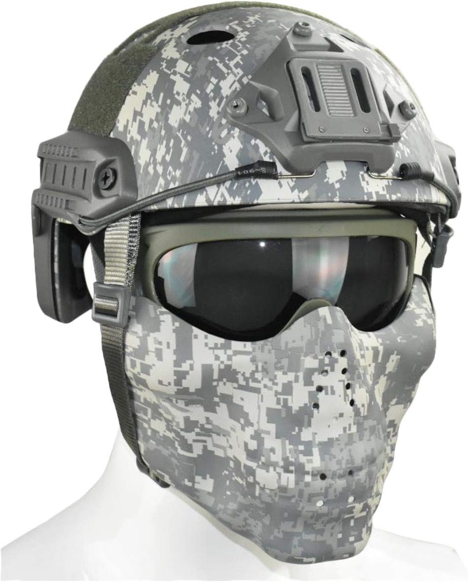 Jadedragon PJ Tactical Fast Helmet & Double Straps Half Face Skull Mask & Goggle