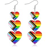 Mintolex LGBTQ Rainbow Pride Earrings for Women Triple Love Heart Earrings Dangling Gay Lesbian Bisexual Transgender Jewelry Accessories for Pride Month