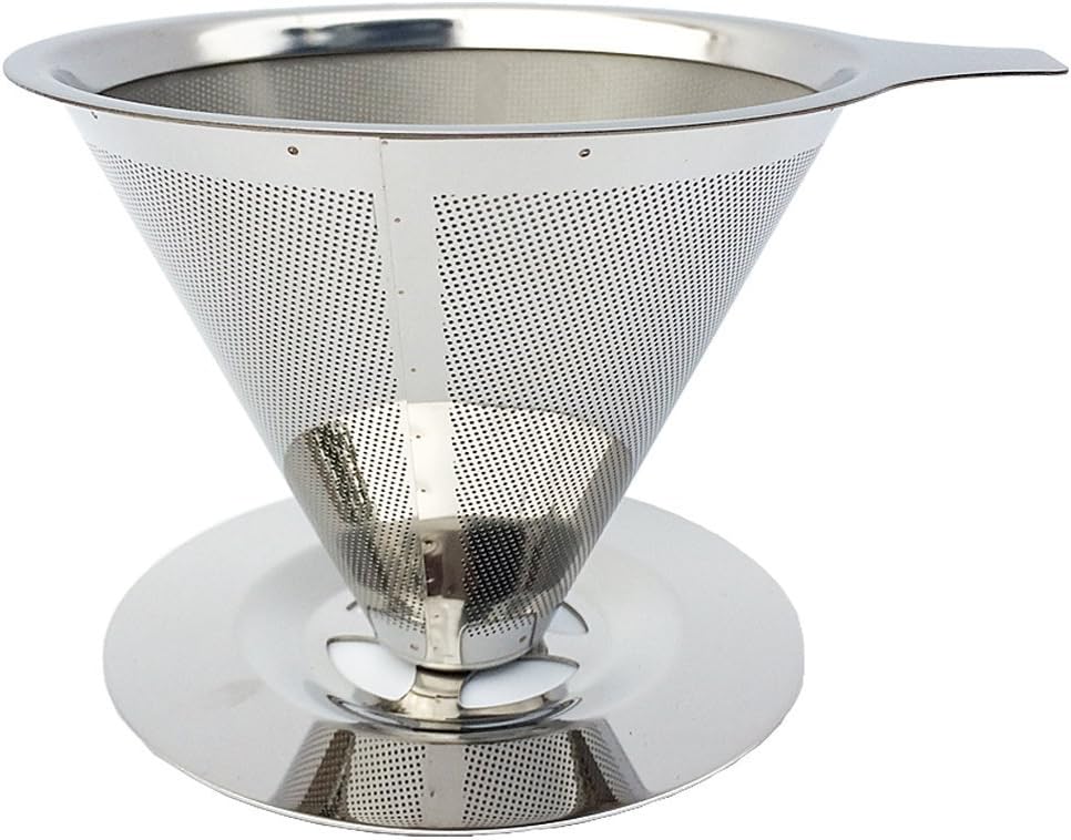 4 Cups - Stainless Steel Tea Juice Filter Pour Over Coffee Dripper - iAesthete Reusable Double Layer Food Grade 18/8 304 Stainless Steel Coffee Filter Paperless Mesh Filter