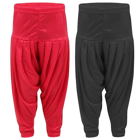 Women's Cotton Traditional handmade Readymade patialas Combo Patiala - Red & Black