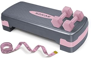 CAPHAUS Adjustable Height Aerobic Stepper Set, Multiple Bundle Options with Dumbbells, Kettlebell, Waist Trimmer, Ankle Weights or Weighted Vest, Workout Exercise Step Platform w/Level Risers, 4 Colors