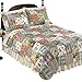 Collections Etc Blossom Floral Patchwork Reversible Lightweight Bedding Quilt with Multiple Colors - Paisley & Floral Patterns, Scalloped Edges & Vermicelli Stitching, Multicolor, King
