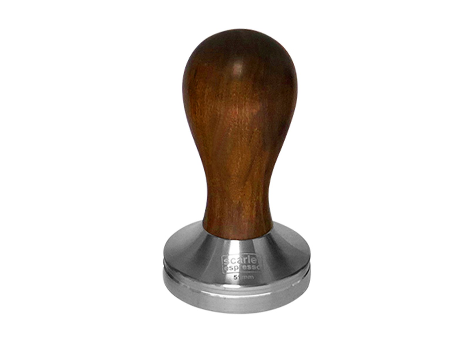 Scarlet Espresso | Classic Tamper Stylish Espresso Stamp with Ergonomic Handle Made of Precious Wood, for Perfect Espresso, Barista Tool (54 mm, Sandalwood - Dark Brown)