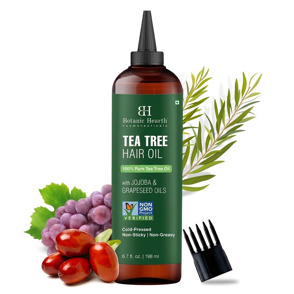 Botanic Hearth Tea Tree Hair Oil 6.7 Fl Oz (198 ml) | Hair Growth Oil for Thicker Hair, Scalp Treatment for Hair Loss, Dry & Frizzy Hair Repair, Deep Nourishing Oil for All Hair Types