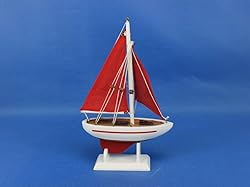 Hampton Nautical Red Sailboat with Red Sails