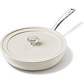 Redchef Ceramic Frying Pan with Lid, 11" Deep Saute Pan, 3.5QT Large Jumbo Cooker, Frying Pan Nonstick with Stay Cool Handle, Non Toxic Cooking Pan, Induction Dishwasher Safe, PFOA & PFAS Free(Beige)