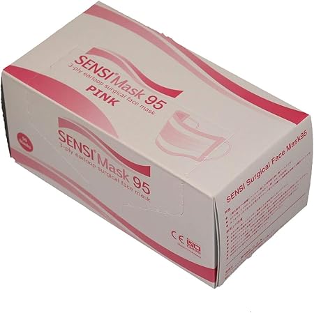Amazon Sensi Surgical Face Mask 95 １箱 ピンク 50枚入 医療用マスク 不織布マスク レギュラーサイズ 使い捨てマスク Iso認証 サージカルマスク 布マスク