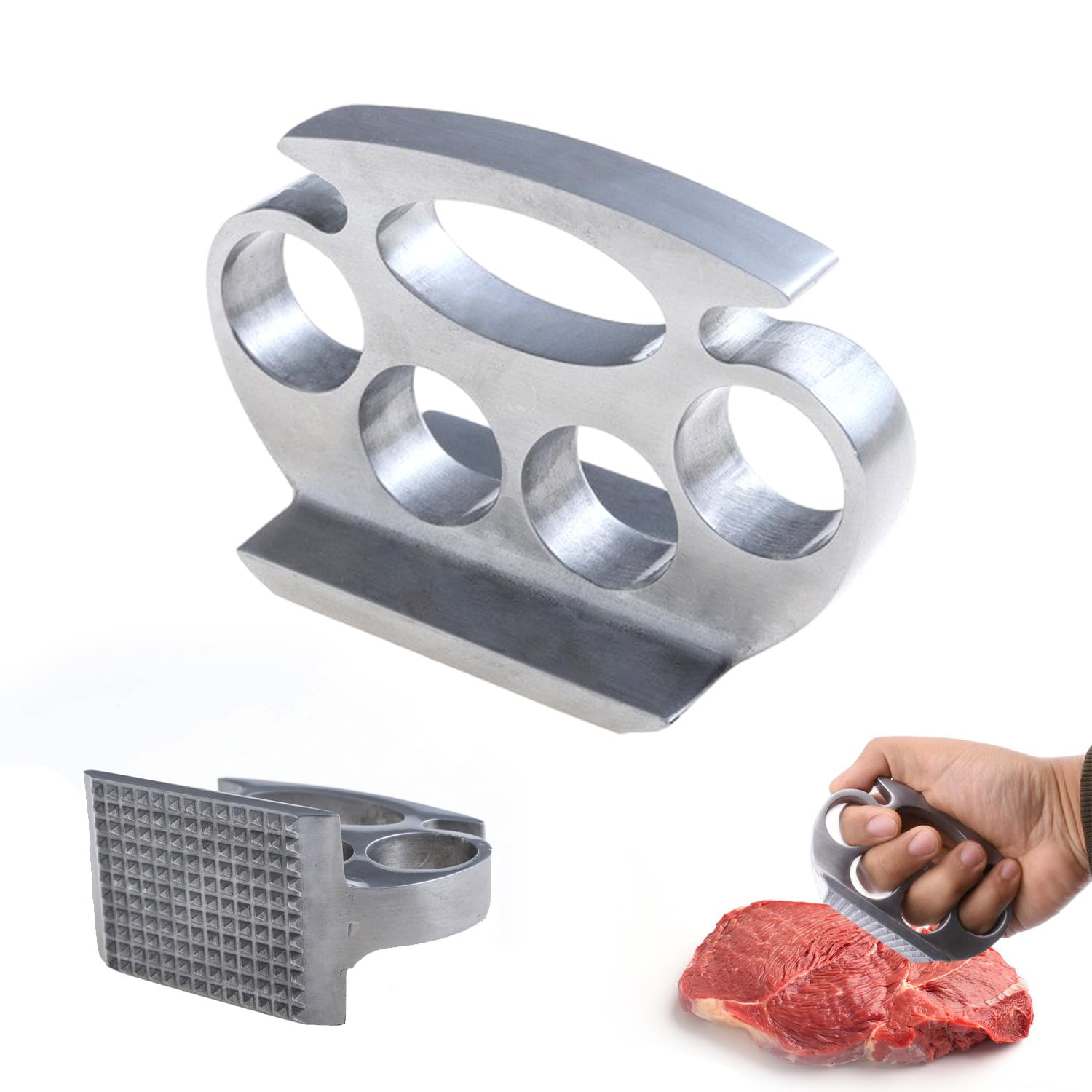 ALLWYOU Meat Tenderizer Hammer Stainless Aluminum Small Hand Meat Hammer Metal Meat Mallet Durable Meat Tenderiser Mallet Kitchen Tool Meat Smasher Meat Press for Steak Chicken Fish BBQ Tenderloin