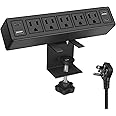 40W Total Fast Charging Desk Clamp Power Strip with 4 PD20W USB Ports 5 Outlets 1200J Surge Protector Fit 1.65" Tabletop Edge