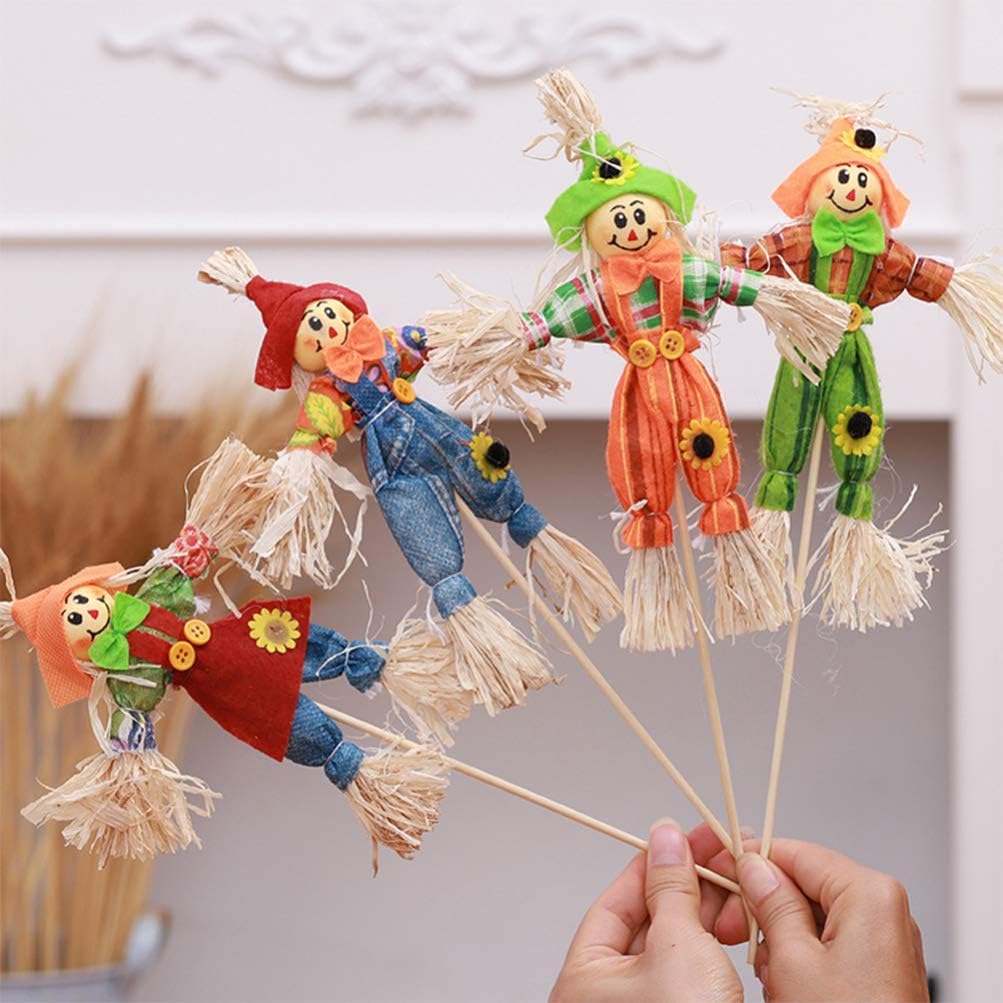 Yardwe 4Pcs Small Scarecrow Decoration Autumn Thanksgiving Decoration Props Ornaments Pendant for Halloween Party School Kindergarten Home Bar Garden Assorted style - Image 5