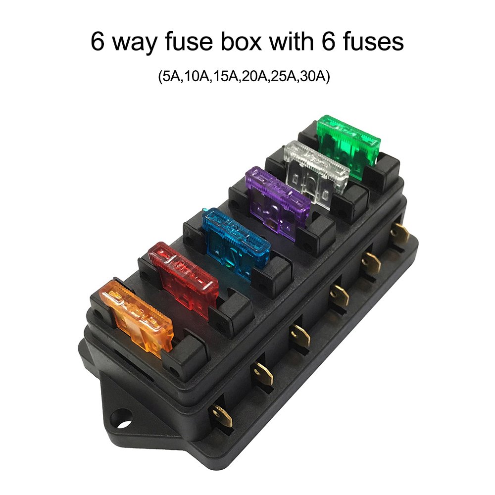 Standard Black Boat Fuse Block Panel 10 Fuses Motors Boat Electrical