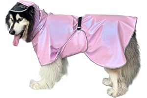 PERIFLOWIN Dog Raincoat Hooded Slicker Poncho - Reflective Lightweight Pet Rain Jacket Coat,Dog Waterproof Raincoat with Adjustable Belly Strap for Small,Medium, Large Dogs