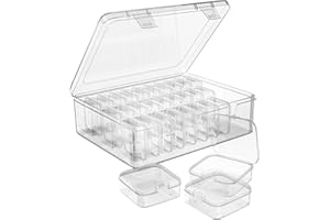 GENERIC Bead Organizer Box, 30pcs Small Clear Plastic Storage Containers, Craft Storage Box Features Hinged Lid and Labels, Mini Boxes for Bracelets, Jewelry, Diamonds, Clay Beads, Screws, Seeds, Small Parts