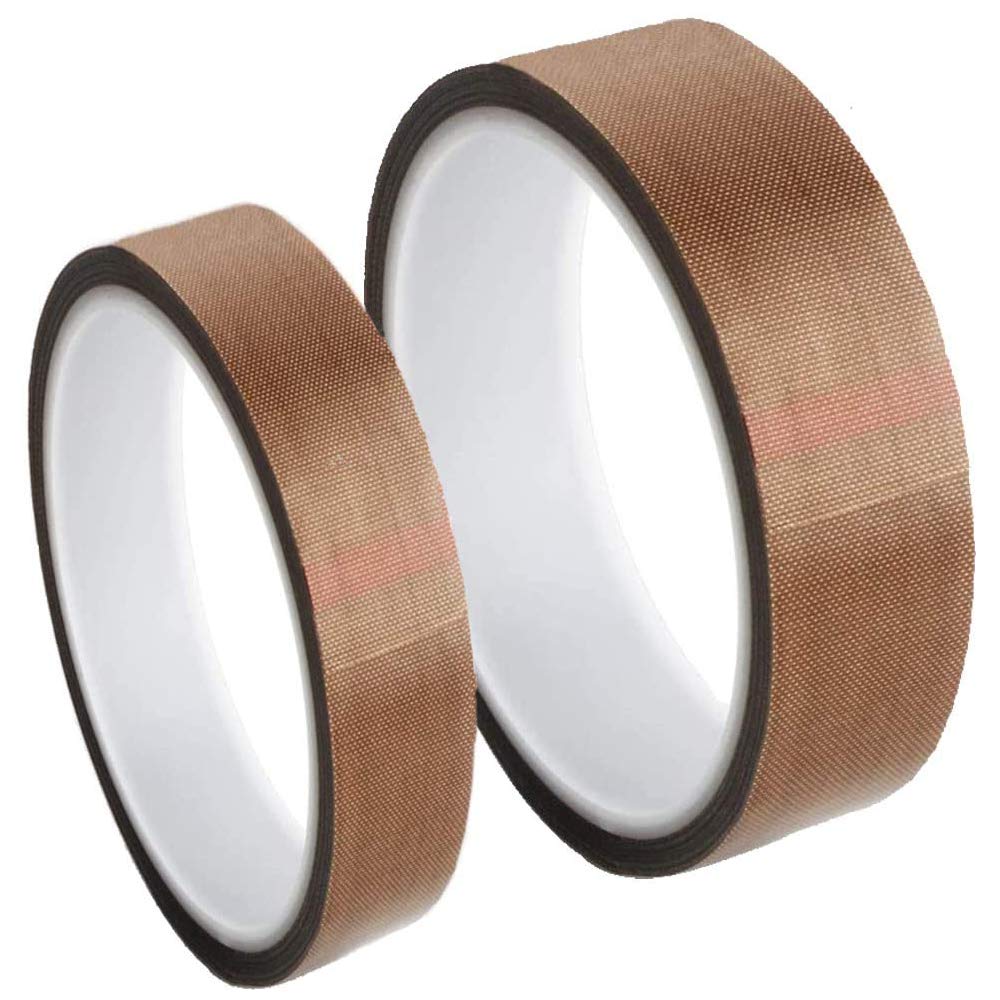 LWZko 2 Pieces PTFE Tape/Teflon Tape, Teflon Tape for Vacuum Sealer Machine, Hand or Impulse Sealer, 2 Sizes Thickness 0.13mm, Length 10m Teflon High Temperature Tape for Vacuum Hand Impulse Sealers
