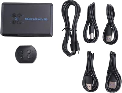 Knadgbft 4 Port KVM Switch 4K USB Keyboard Mouse Hot Share for Windows 7/10