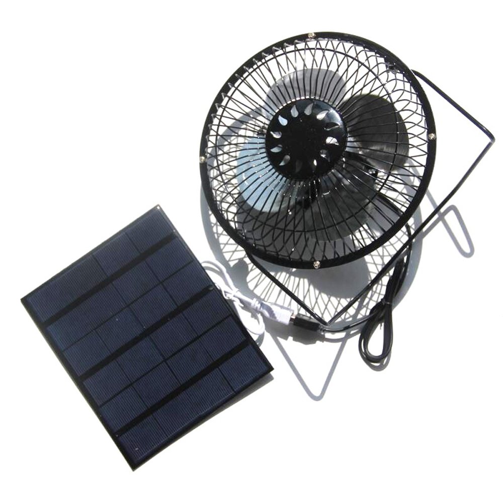 NUZAMAS 3.5W 6V Solar Panel Powered 6 Inch Fan for Camping Caravan Yacht Greenhouse Dog House Chicken House Ventilator