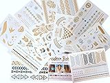 10 Sheets Modern Boho Metallic Tattoos Flash Gold/Silver Ultimate Collection