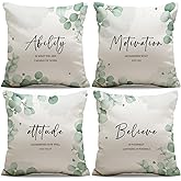 CosxHabitat Mental Health Inspirational Throw Pillow Covers,Set of 4,Motivational Gifts Cushion Covers for Dorm Bedroom Living Room Decor,18x18 Inches