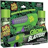 Silly String Glow Blaster with Recharging Flip Up Light - Shoots Glowing Silly String Streamers in the Air - Includes 2 Cans of Glow in the Dark Silly String
