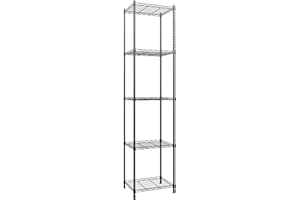 YisanCrafts 5 Tier Metal Storage Rack Adjustable Storage Shelf Wire Shelving Unit Storage Shelves Metal 660Lbs Capacity 17" L x 13" W x 63" H for Pantry Closet Kitchen Laundry Black