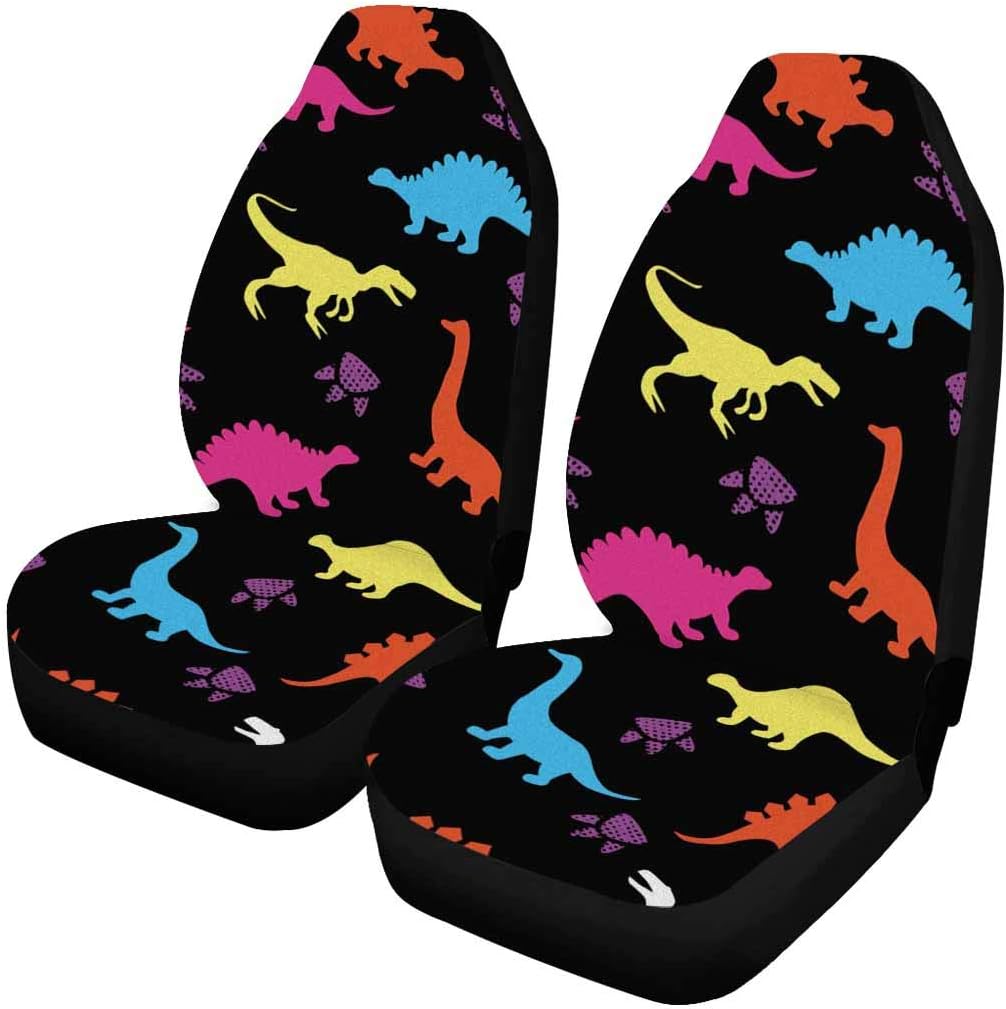 InterestPrint Colorful Dinosaurs Universal Front Seat Covers for Cars