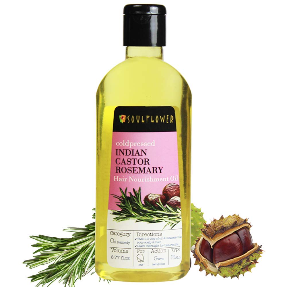 Soulflower Cold Pressed Castor & Rosemary Hair Nourishment Oil Top 100 Pure Castor & Rosemary