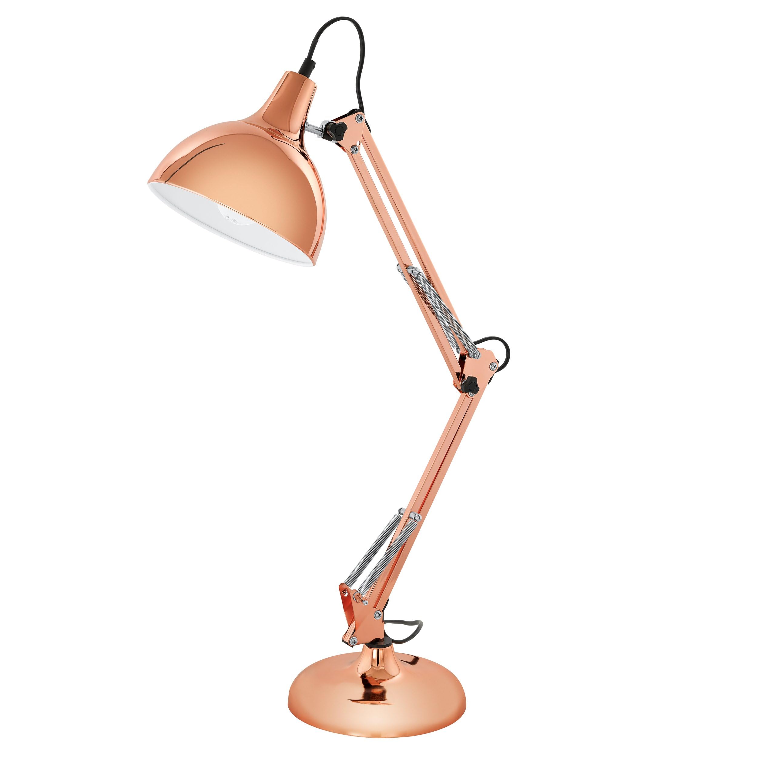 Eglo Borgillio Table lamp, 1-Flame Vintage Desk lamp in Industrial Design, Bedside lamp Made of Steel, Colour: Copper, Socket: E27, incl. Switch