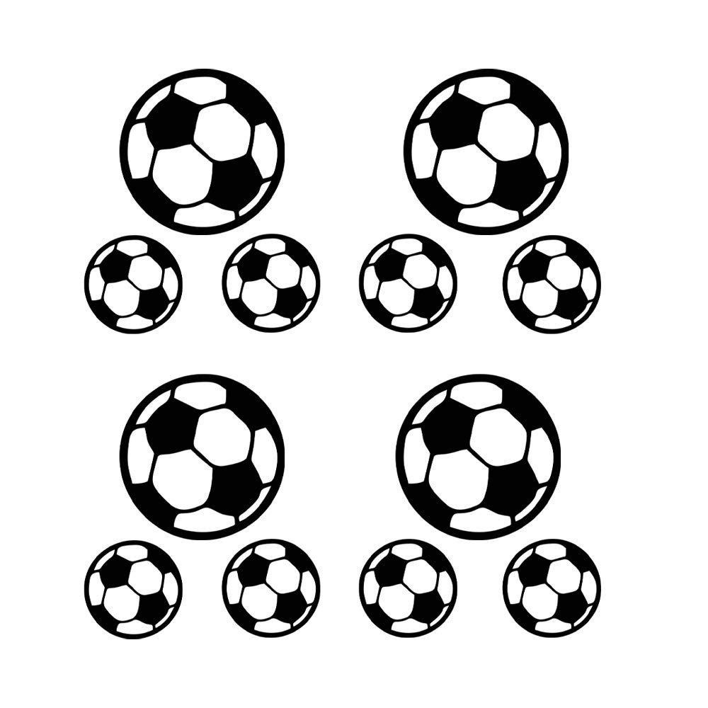 12 Footballs Wall Decal Vinyl Stickers, Removable Lovely Soccer Ball Picture Art DIY Sticker Mural for Kids Bedroom Living Room Playroom Home Window Door Decoration
